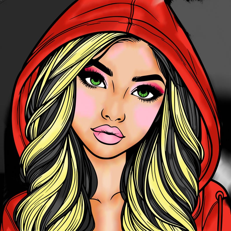 realistic beautiful girl with a hood on
