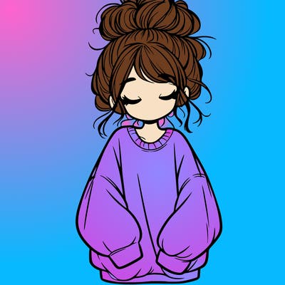 girl with baggy sweatshirt and messy bun
