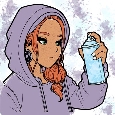 a realistic girl, spray painting