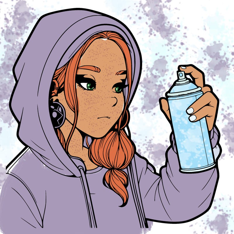 a realistic girl, spray painting