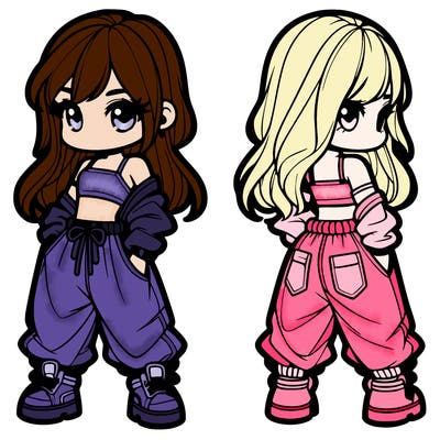 girl in crop top and baggy pants