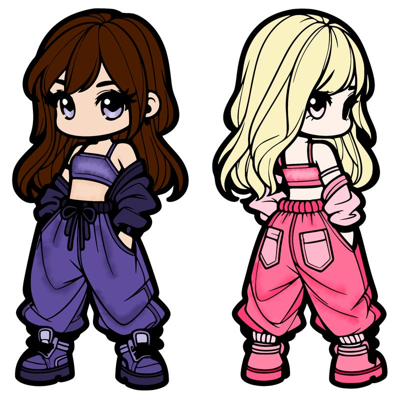 girl in crop top and baggy pants