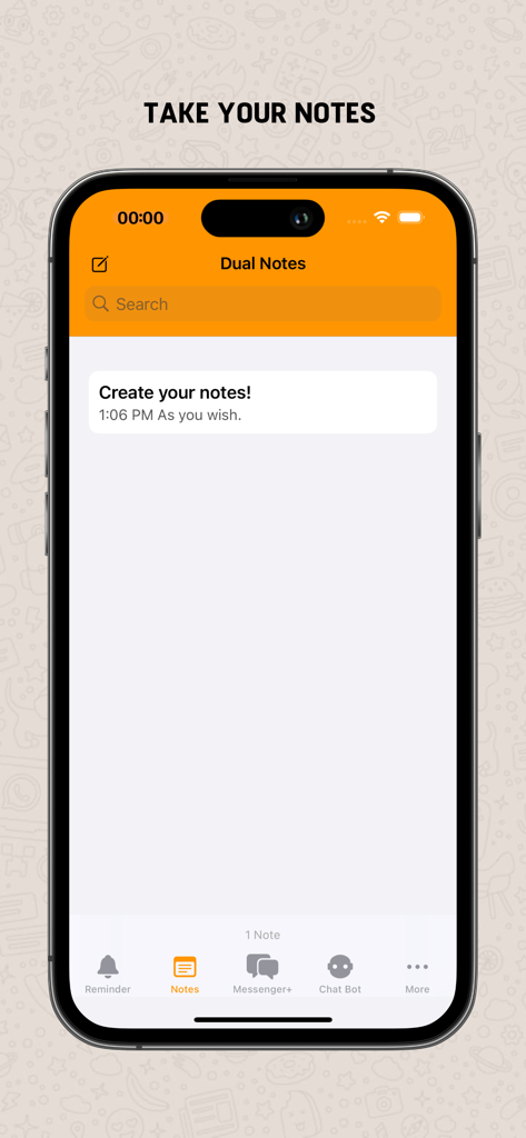 Dual Messenger+ - A mobile phone screen displaying the notes feature of the Dual Messenger Plus app.