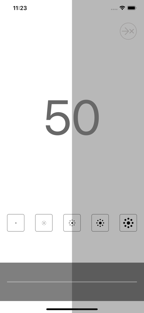 50%の画面明るさ設定とプリセット調整ボタンが表示されたWidget Brightnessアプリのインターフェース