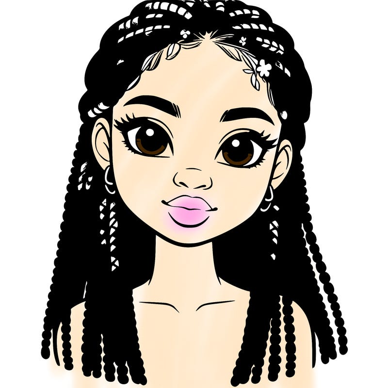 a realistic black girl with braids