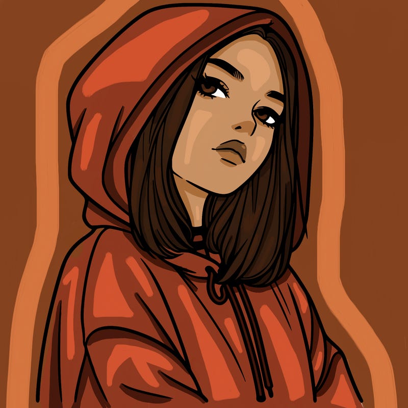 a realistic girl in a hoodie