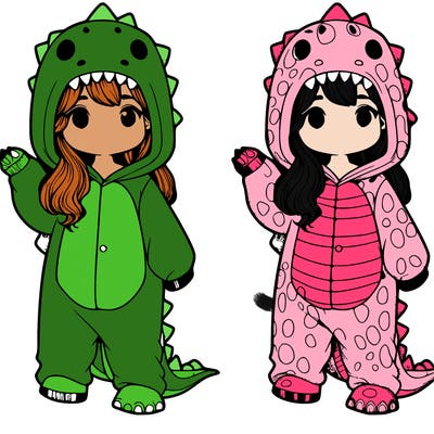 a girl with realistic dinosaur onesie