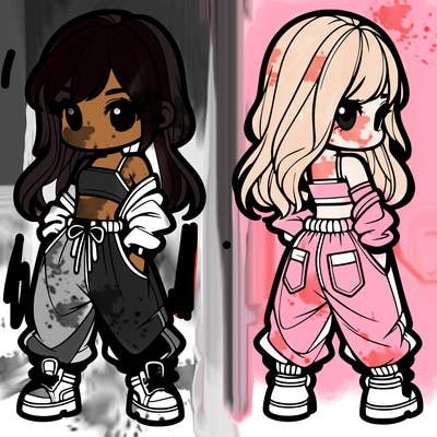 girl in crop top and baggy pants