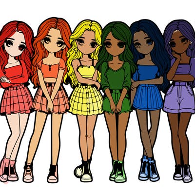 a group of girls realistic