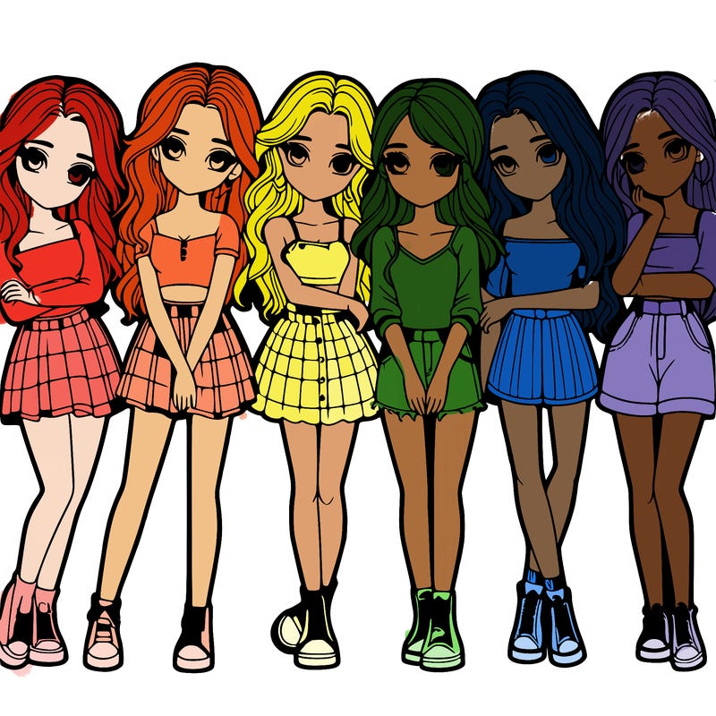 a group of girls realistic