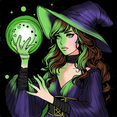 realistic women sorcerer using magic