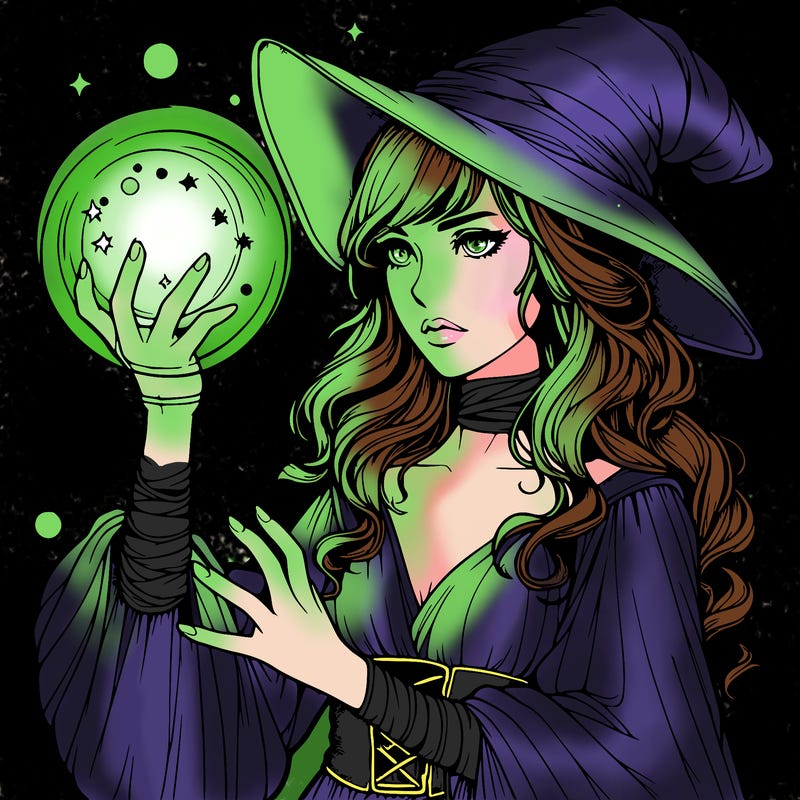 realistic women sorcerer using magic