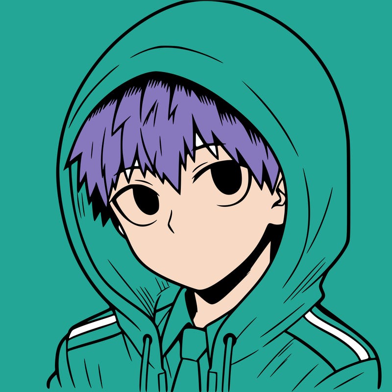 manga character with a hoodie
