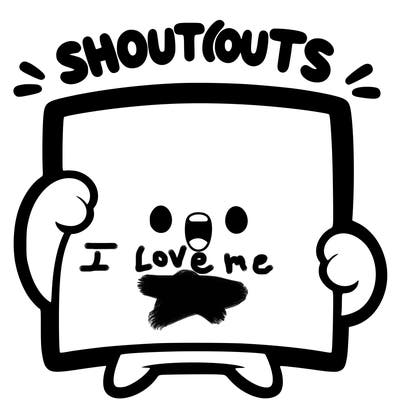 blank canvas that says above it shoutouts