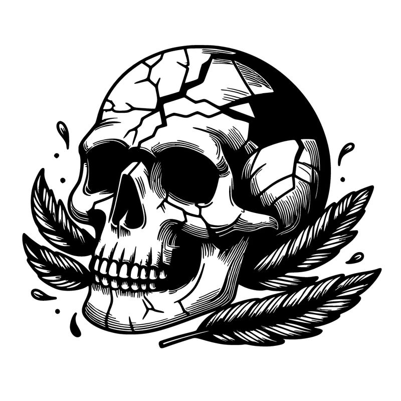 realistic cracked skull