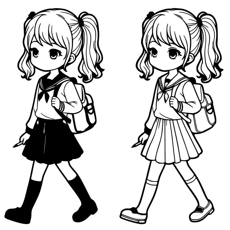 girl going to school