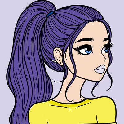 a beautiful and realistic girl with a high pony tail