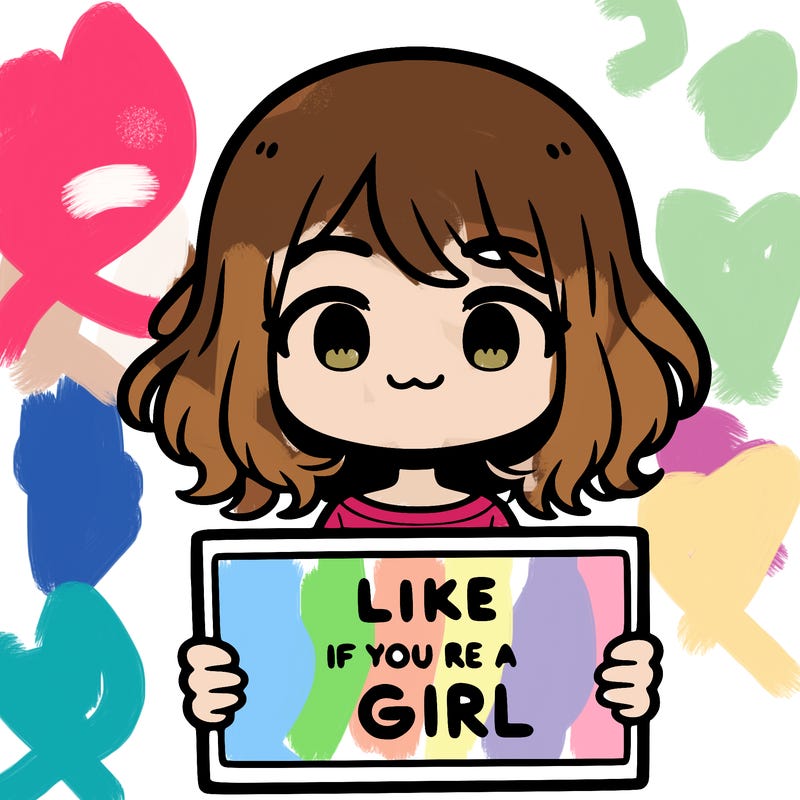 a cute girl holding a sign that says like if you’re a girl