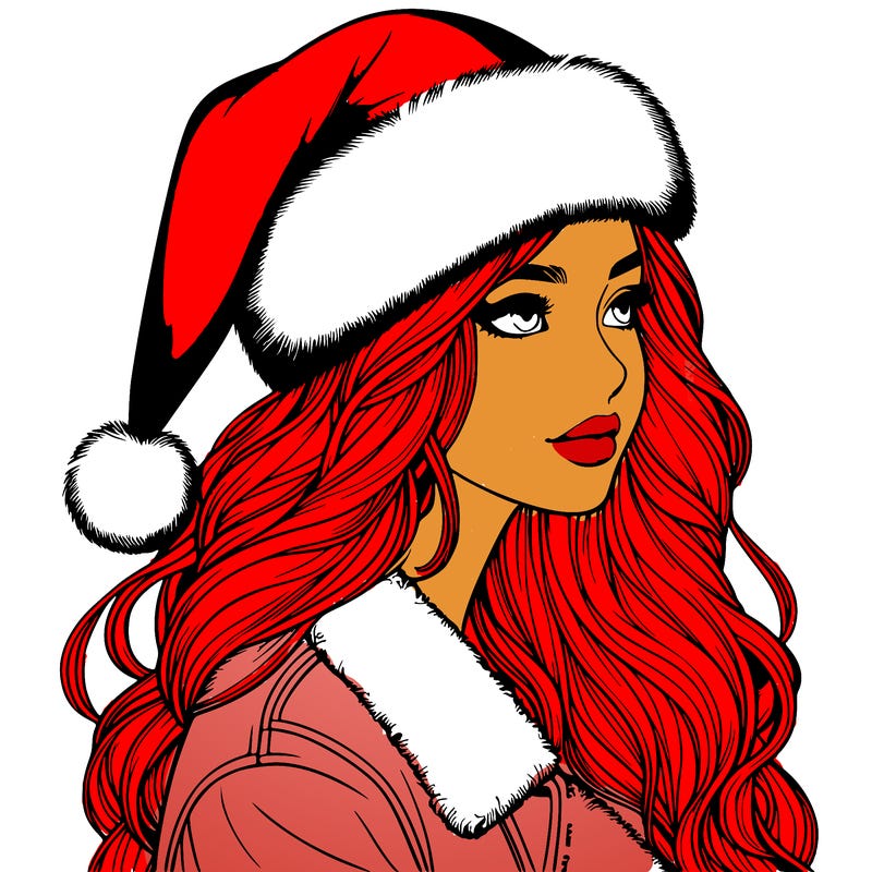 realistic girl in santa hat