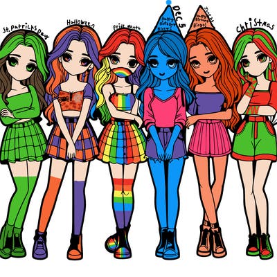 a group of girls realistic