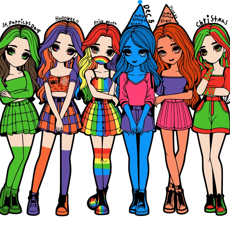 a group of girls realistic