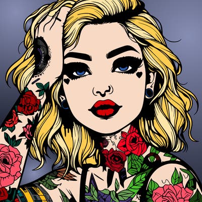 realistic girl with tattoos all over
