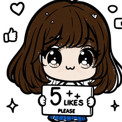cute girl holding a sign saying 5+ likes please