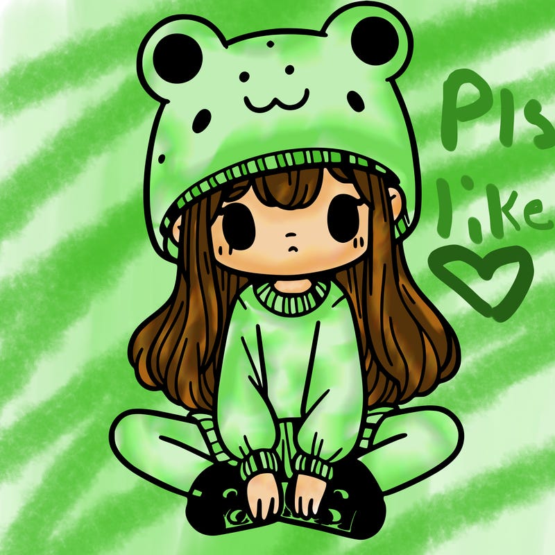 a girl wearing a frog hat and some frog socks
