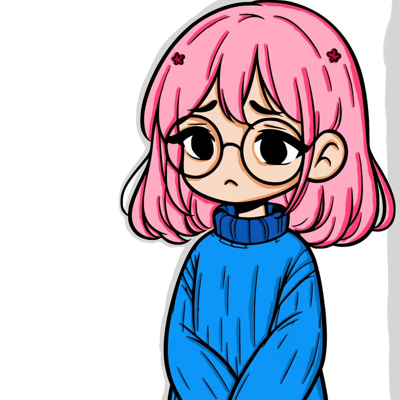 sad girl with glasses in a sweater