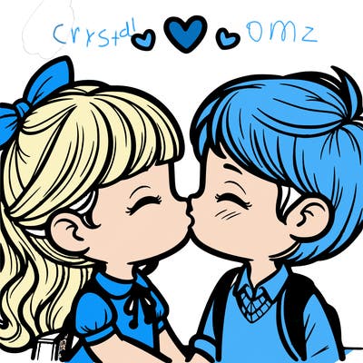 boy and girl kissing