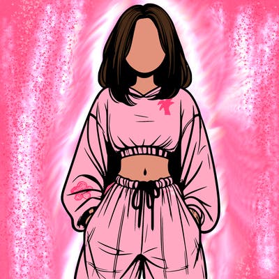 realistic girl faceless with baggy pants and a crop top
