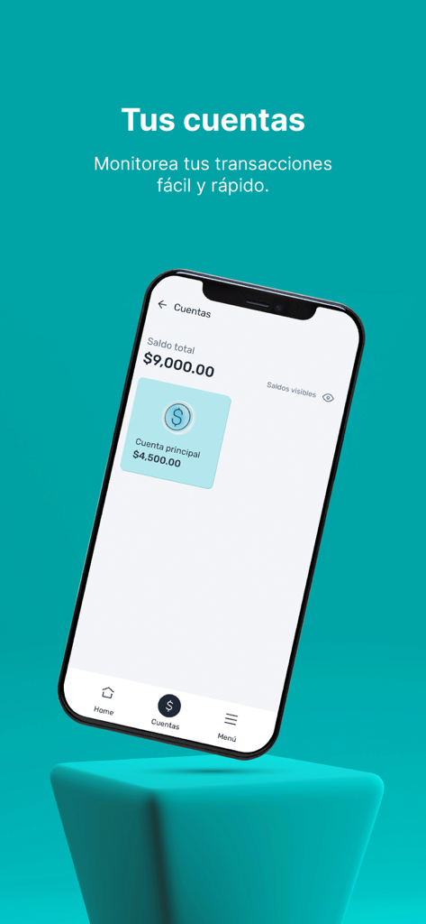 FACEBANK - FACEBANK mobile banking app screen showing account balances in Spanish