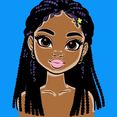 a realistic black girl with braids