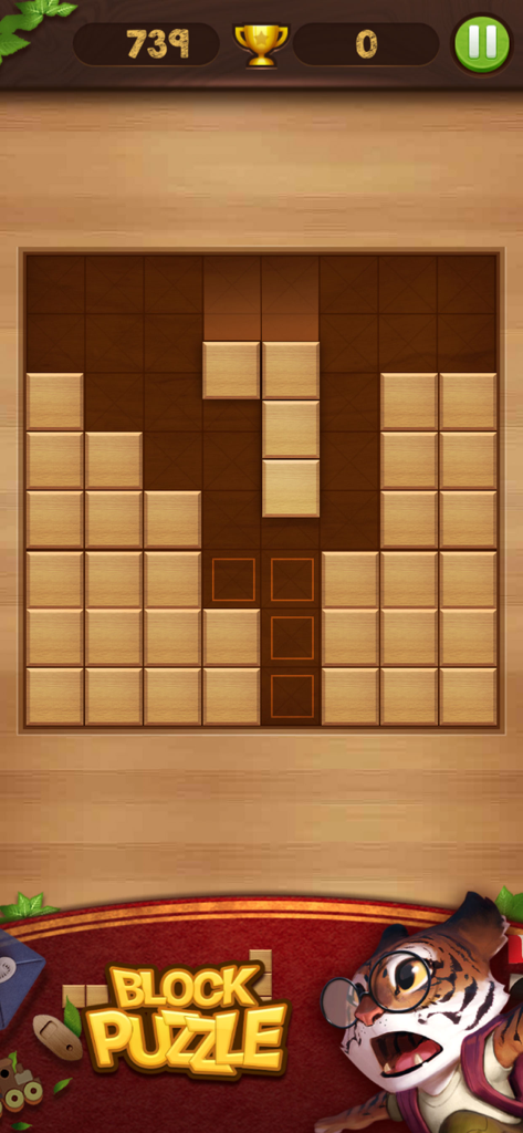 Block Puzzle Wood - Block Puzzle Wood gameplay showing wooden blocks being placed on a puzzle board