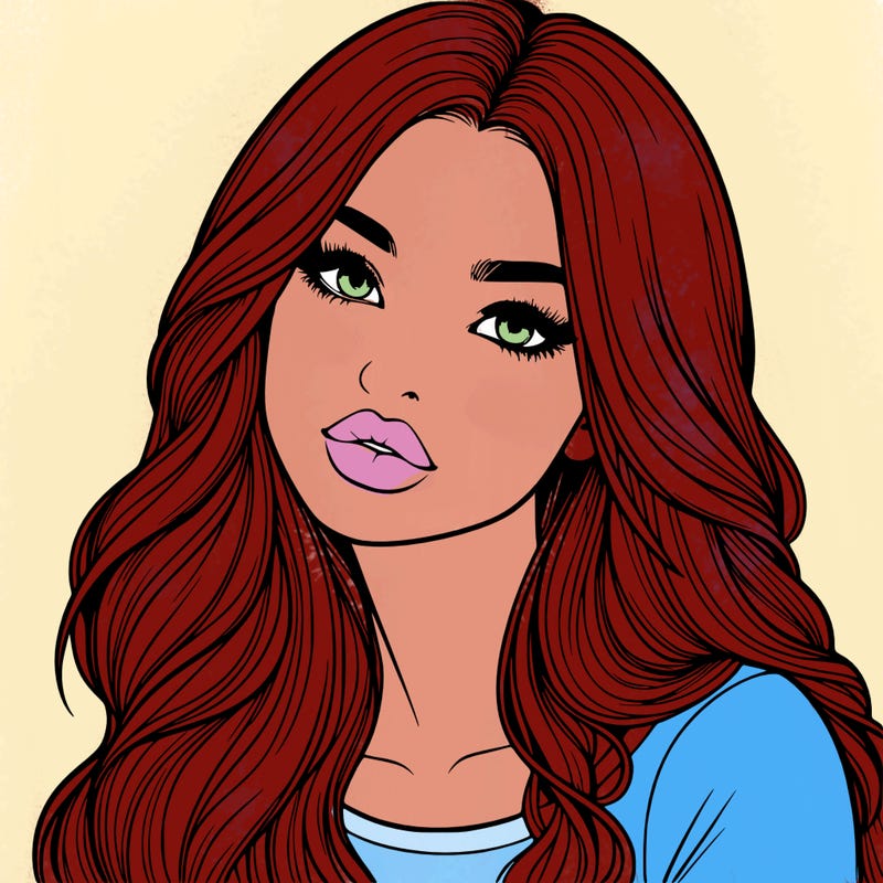 realistic girl with hair on her hair and lips