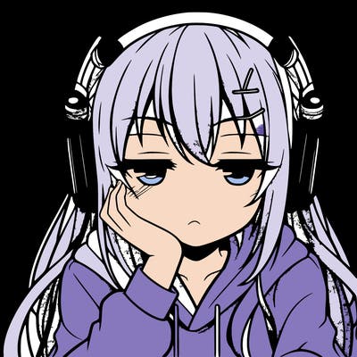 tired anime girl with head phones