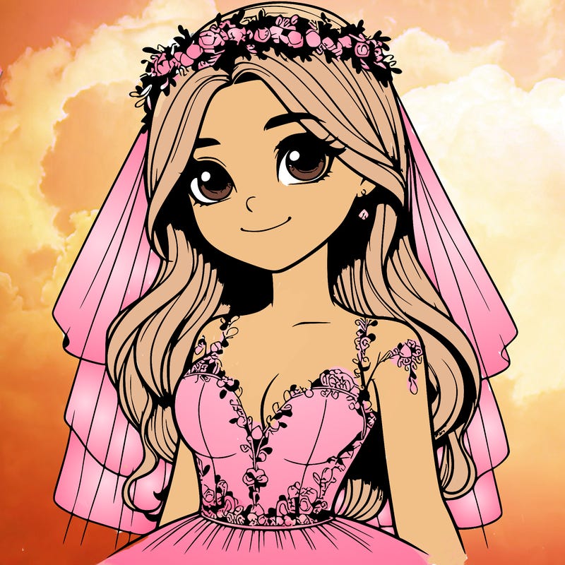 realistic girl in a wedding dress