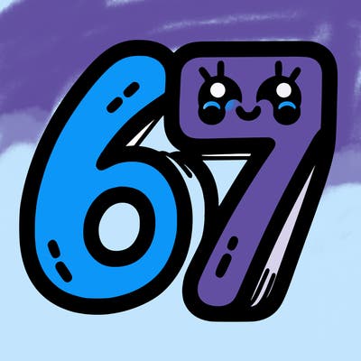 the numbers 67