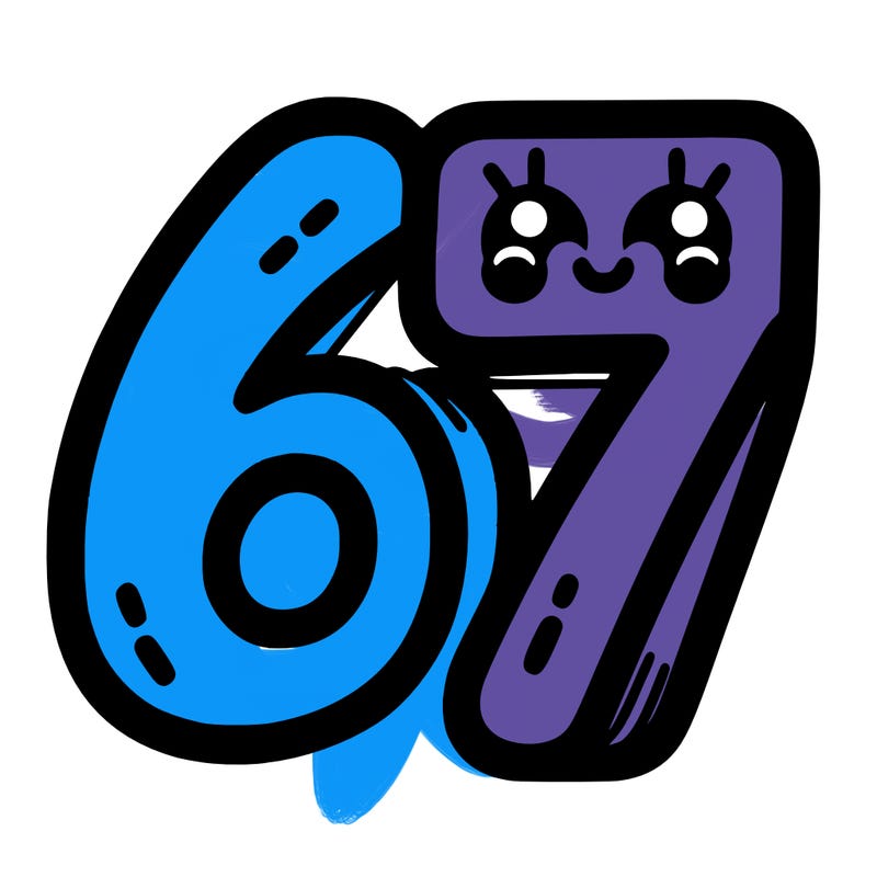 the numbers 67