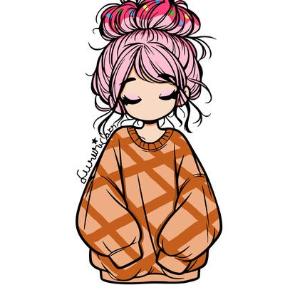 girl with baggy sweatshirt and messy bun