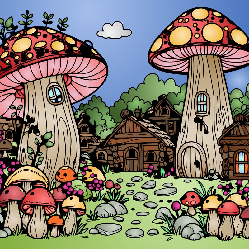 mushroom village forest