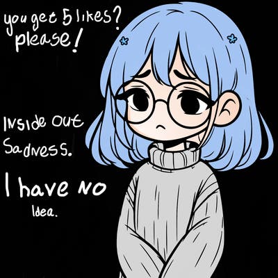 sad girl with glasses in a sweater