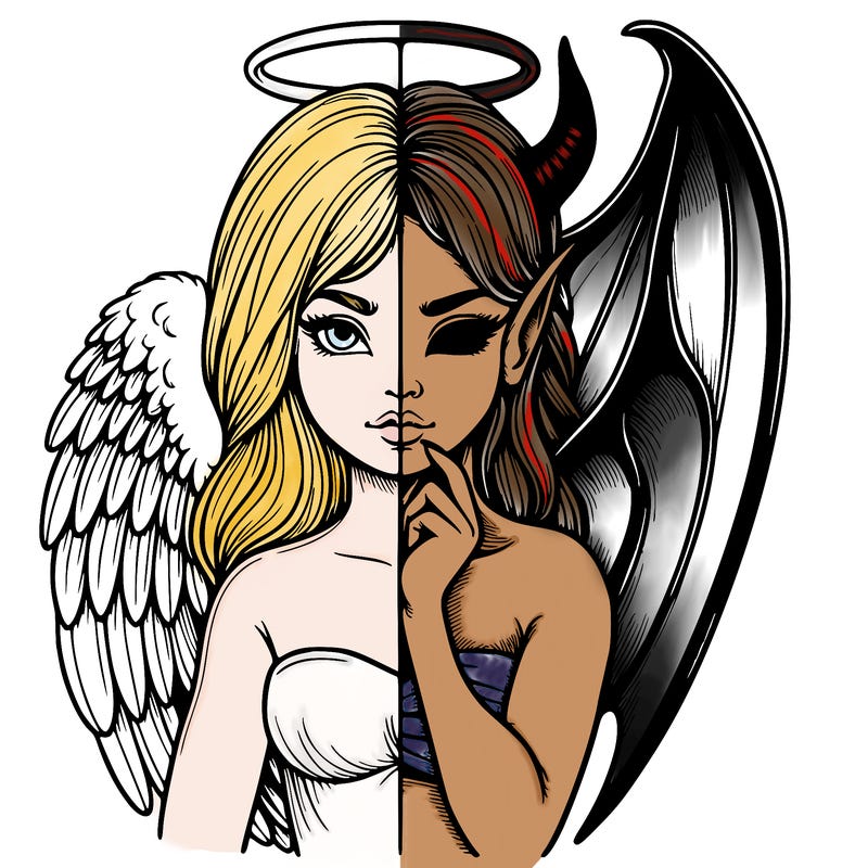 realistic angel half demon