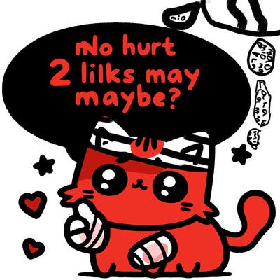 cute cat thats been hurt saiying 2 likes maybe