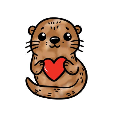 otter with a heart