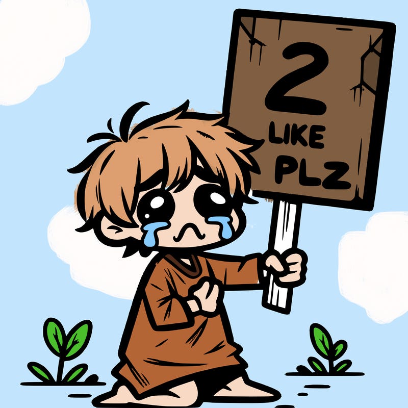small poor toddler crying with sign that says 2 like plz