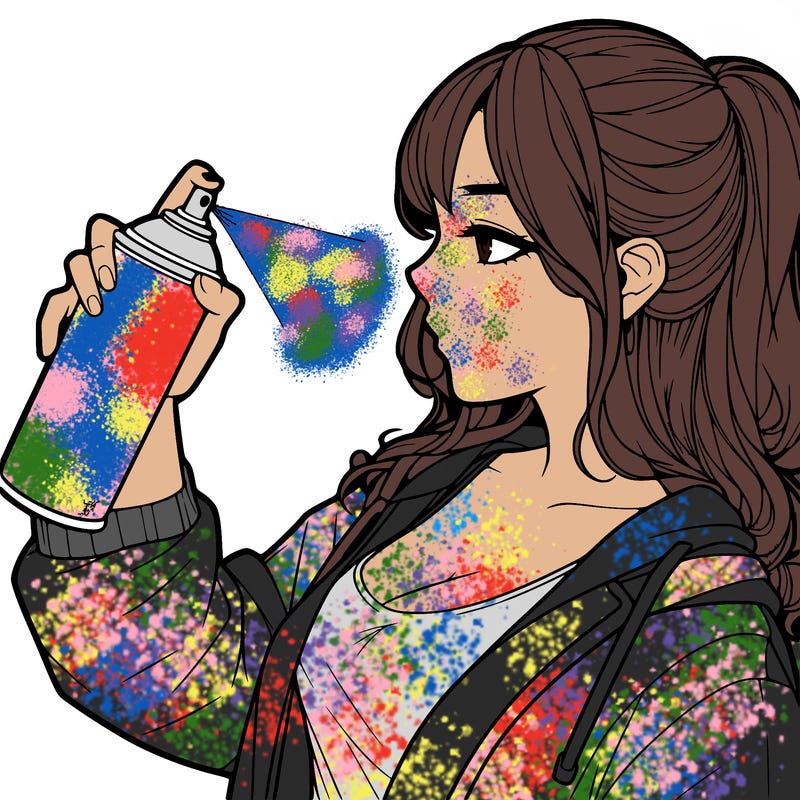 a realistic girl spray, painting