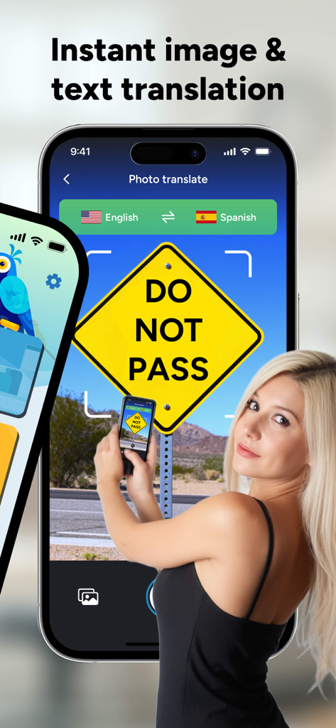 TransPro: Language Translator - La aplicación TransPro traduciendo una señal de tráfico del inglés al español usando la herramienta de traducción de fotos