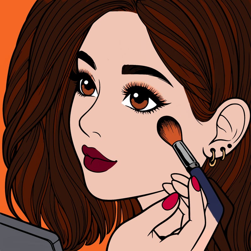 a realistic girl doing her makeup