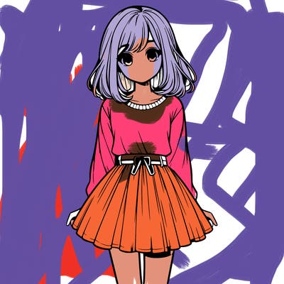 realistic girl with a skirt on